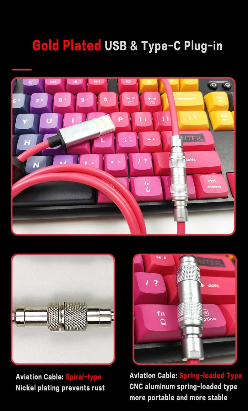 Wholesale Aviation Coiled Cable Wire Sprial Double Sleeve CNC Aluminum Type C USB Aviator Coiling Cable with Golden Connector