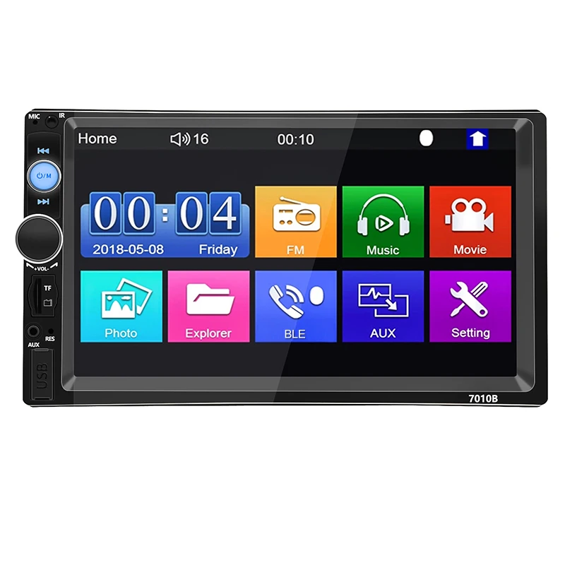 7 inch Touch Screen with Rear View Camera Double Din Car Stereo Radio Multimedia MP5 Player with Carplay and Android Auto