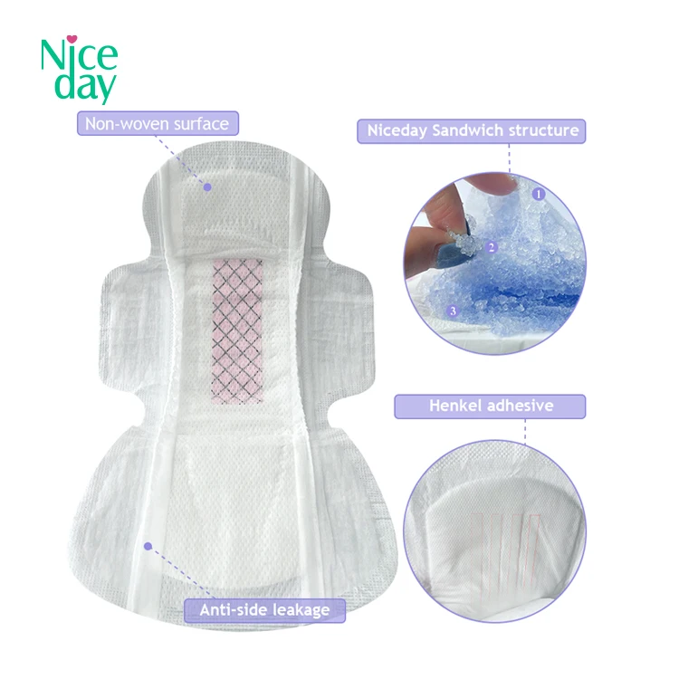 Niceday 3D Leakproof Protection Highly Absorbent Organic Sanitary Napkin for Women Period Pads