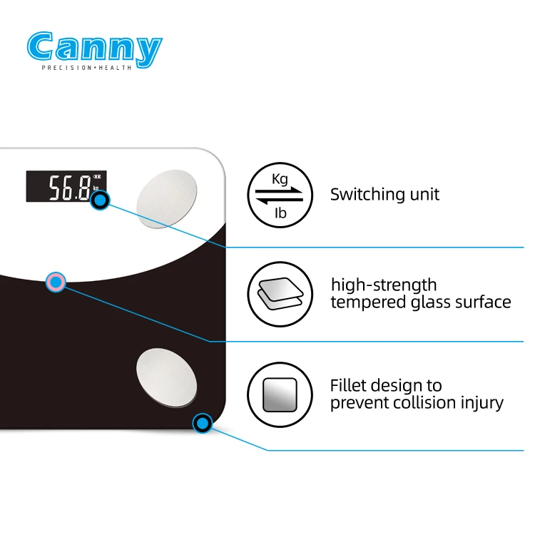Canny High quality USB Rechargeable Wireless Digital Weight Scale Bathroom Health Smart Body Fat Scale