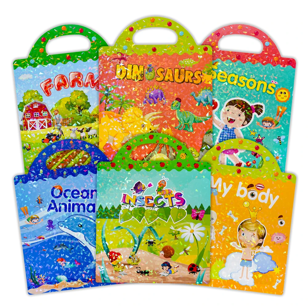 Reusable Sticker Book for Kids Sticker Books for Toddlers Age 2-4 Cute Waterproof Stickers for kids Girls Boys travel toy