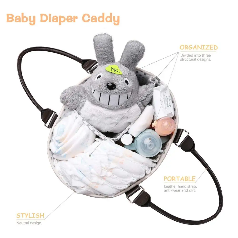 QJMAX Cotton Rope Diaper Caddy Organizer And Removeable Divider