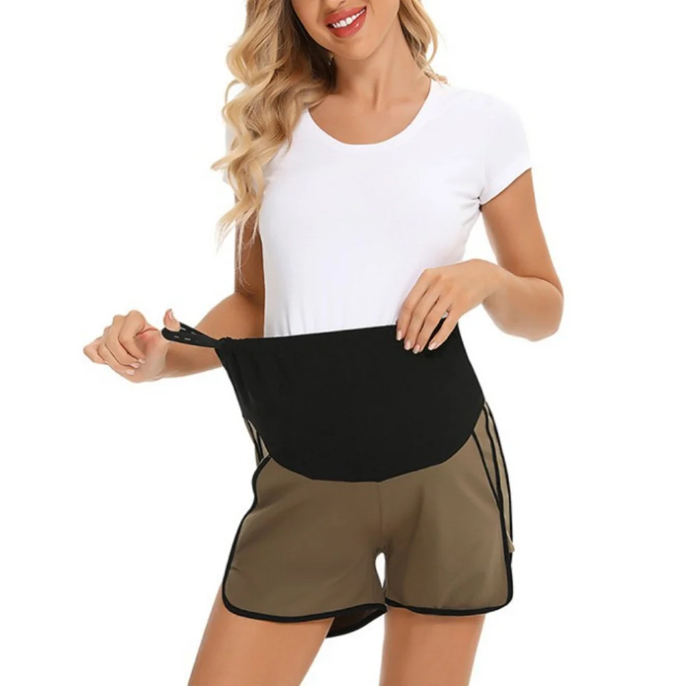 custom women maternity clothing pants plain pocket pregnancy gym shorts