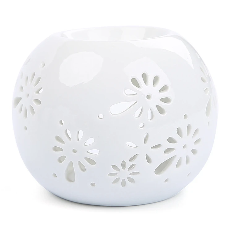 Modern Simple Aroma Essential White Round Ceramic Oil Burner Wax Melt Burners Warmer