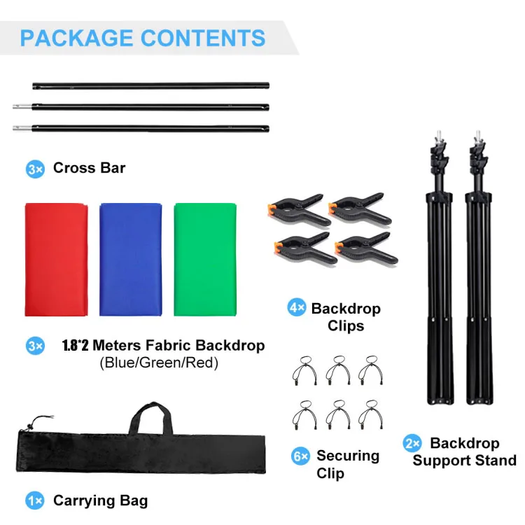 2x2m Background Stand Backdrop Blue Red Green Screen Backgrounds Photography Photo Video Streaming Equipment