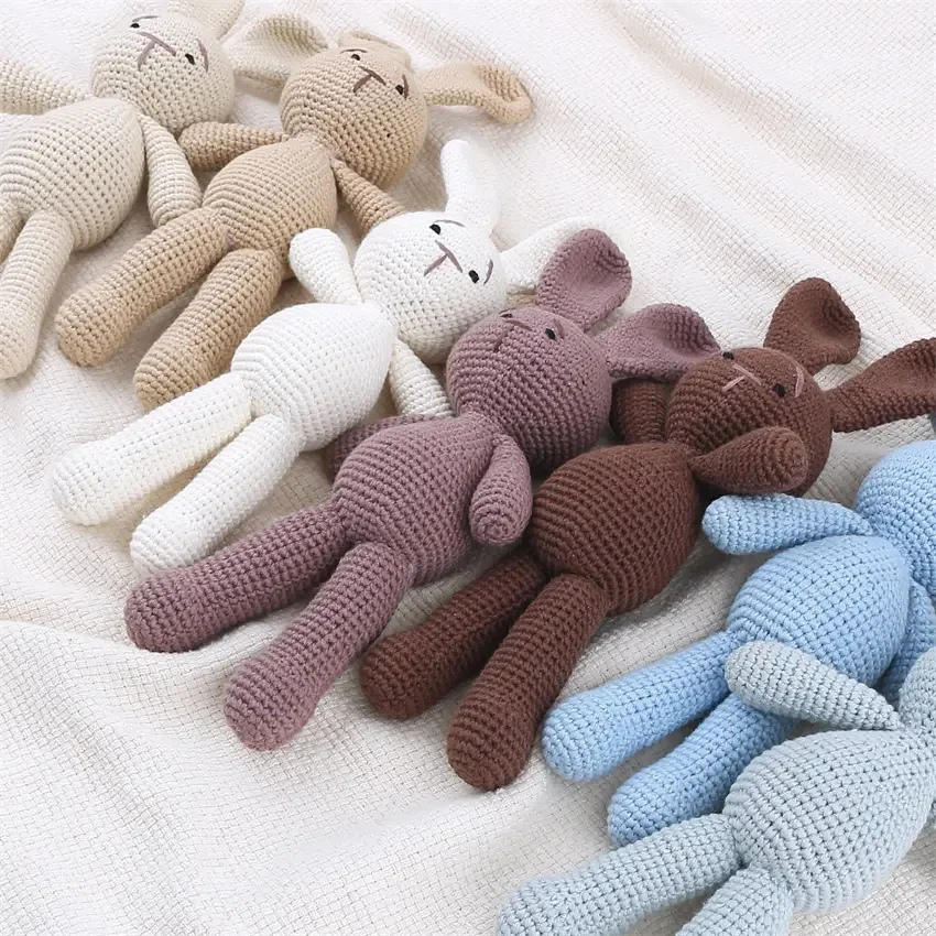 Wholesale custom handmade Crochet Amigurumi  Easter Kids Baby Toys Newborn Infants knit Bunny Rabbit Stuffed Baby Toys
