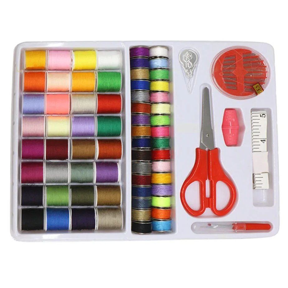 Household Multifunctional Shears Needle Thread Set 32 Colors Metal Spindle Tape Needle Tray Sewing Repair Set