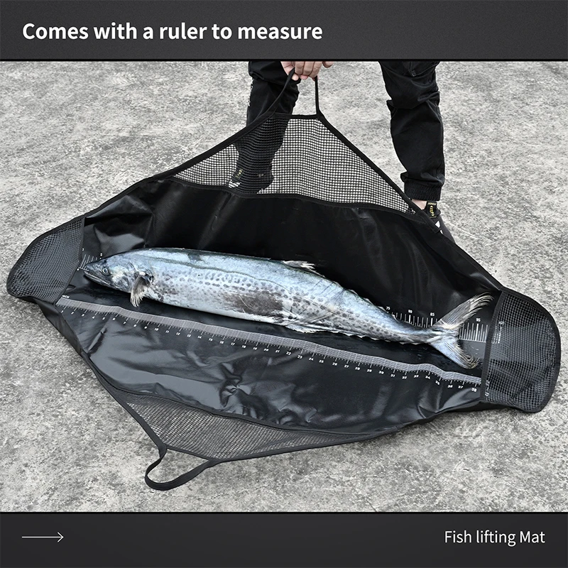 WEIHE OEM fish lifting mat with ruler fish length measure mat fishing gear fishing unhooking mat measuring sling fish bags pesca