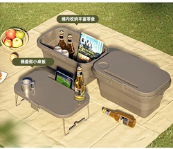foldable picnic basket with lid table Portable Folding Collapsible plastic picnic camping basket storage box with lid