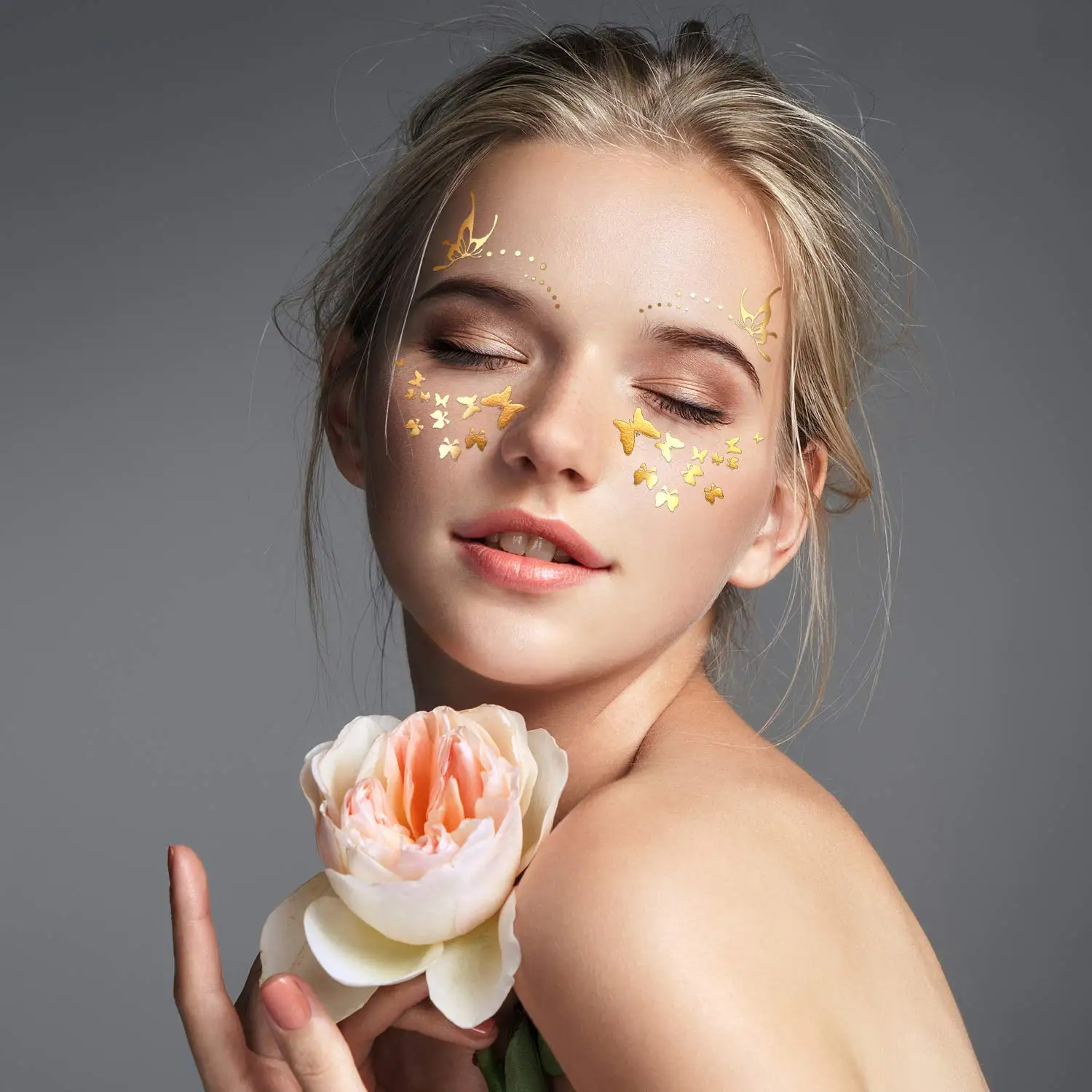 Self Adhesive Makeup Body Beauty Face Gold Metallic Freckles Temporary Tattoos Sticker