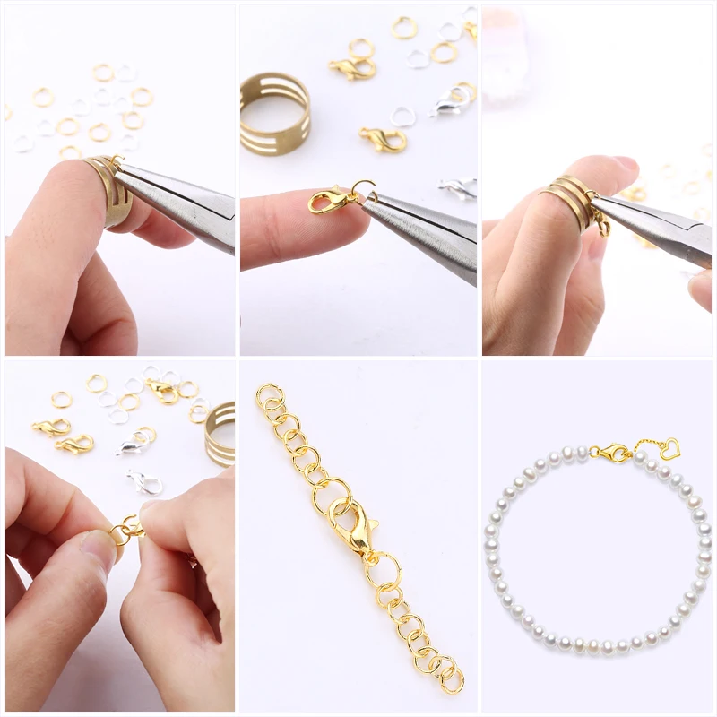 1050Pcs 0.7mm Plated Color Open Jump Rings Mixed 4mm 5mm 6mm 7mm 8mm 10mm Iron Split Rings For Findings Jewelry