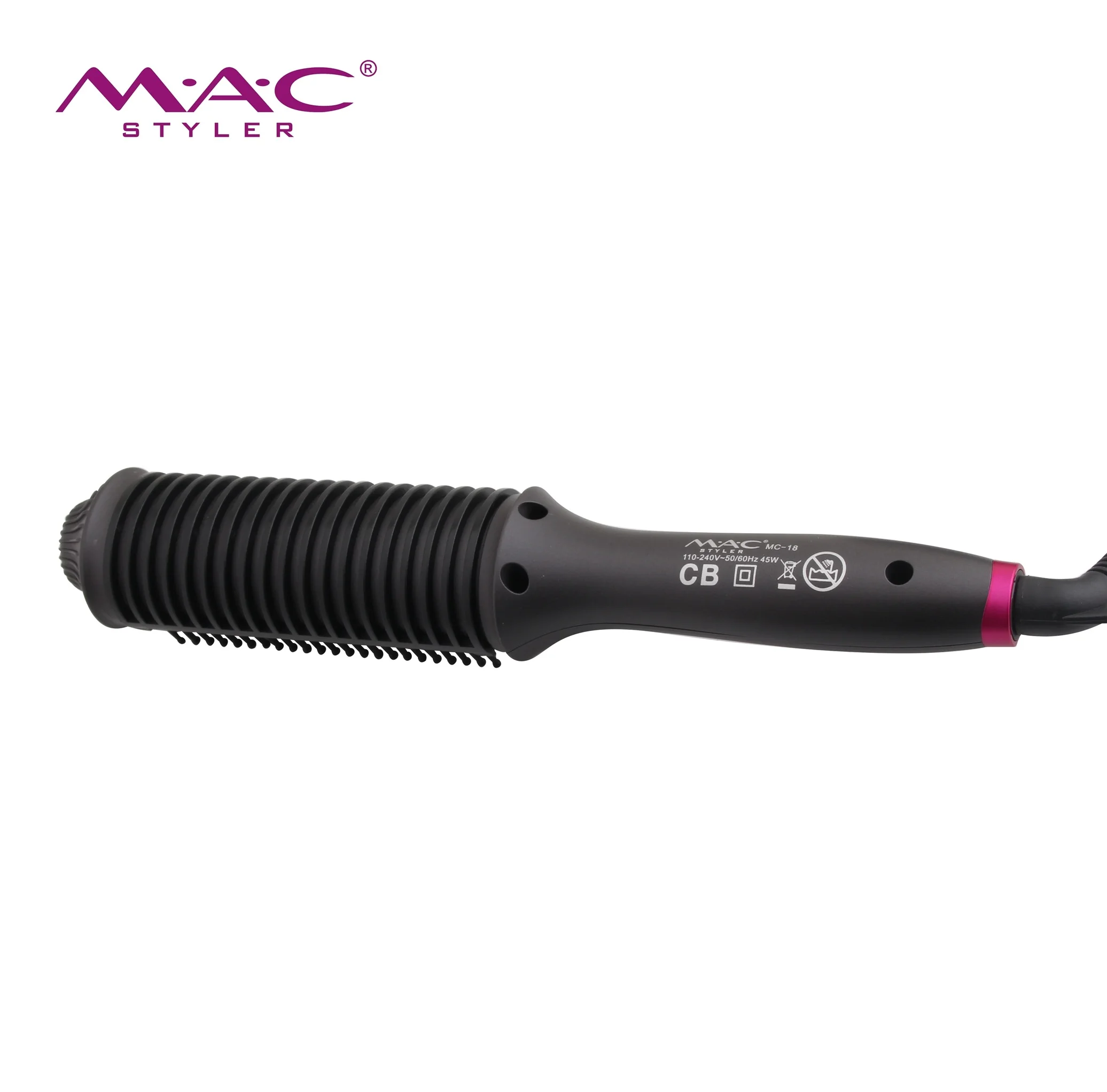 MAC Professional 2 in 1 Ceramic Brush Hair Straightener or Curler Electric Ceramic Hair Straightener Brush