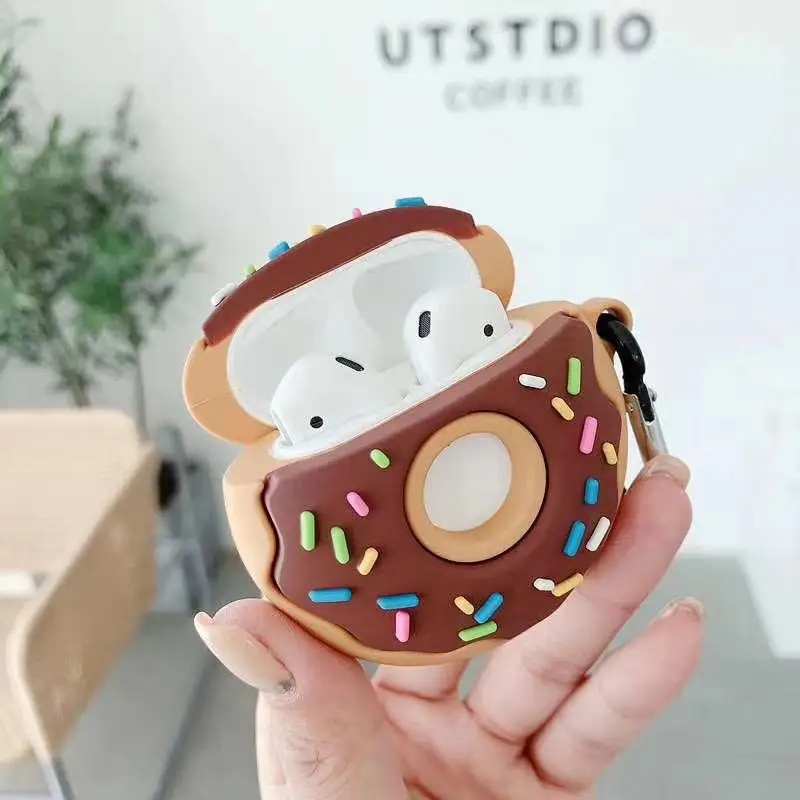 Creative 3D Donuts Cute Cartoon Earphone Protector Cover for airpods cases food