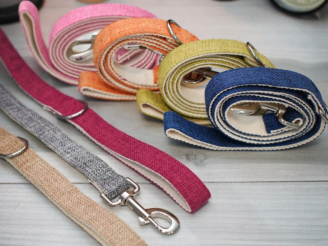 Pet Master Plain Color Eco-friendly Organic Hemp Pet Leash Dog Collar Leash Set Hemp Dog Lead With Matching Leash And Harness
