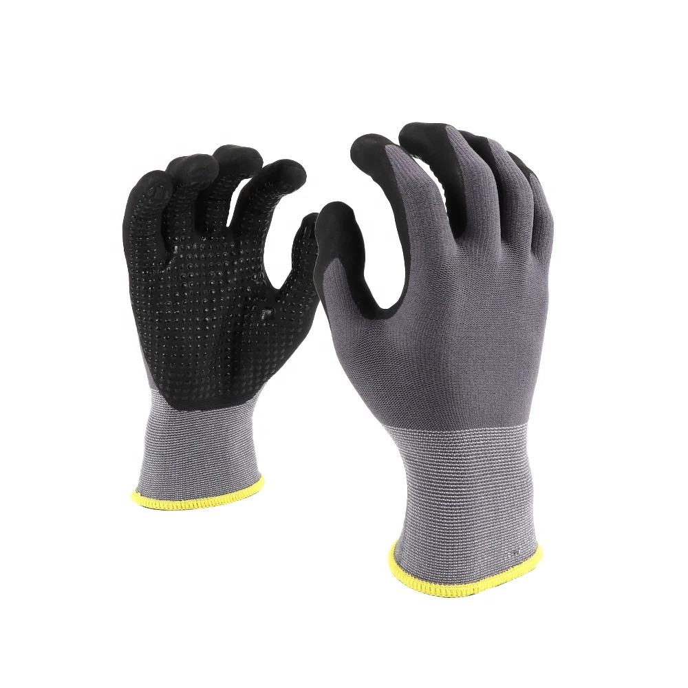 High dexterity industrial protective nitrile construction mechanical machinist coated dot sandy work safety gloves factories