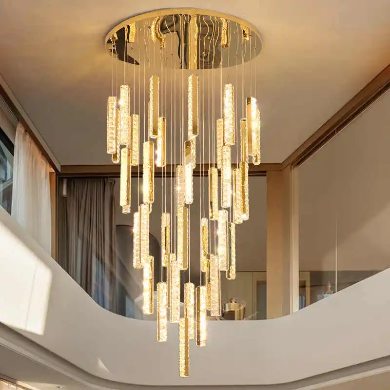 Light Luxury Nordic Apartment Chandelier Golden Multi Head Fashionable Restaurant Hotel High-end Crystal