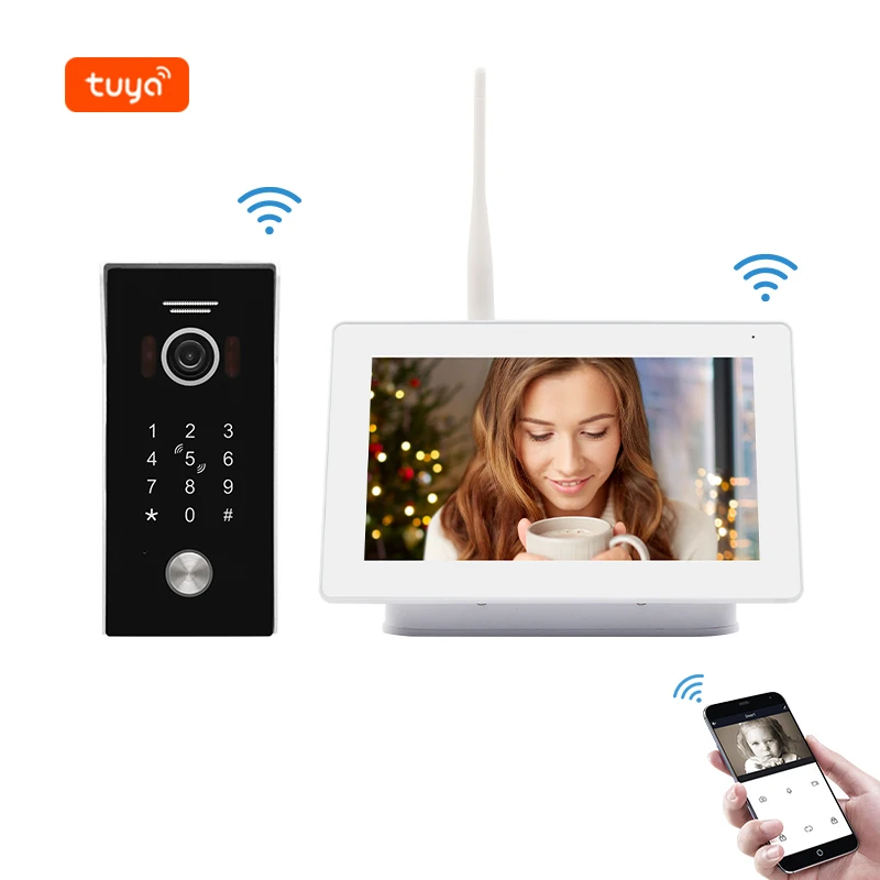 Беспроводной IP-видеодомофон, дверной звонок с разблокировкой дверей мобильного приложения Tuya Smart