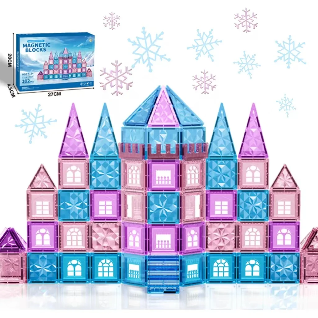 Innovative Gift Ideas 102pcs STEM Educational 3D Diamond Building Blocks Frozen Princess Castle Magnetic Tiles For kids