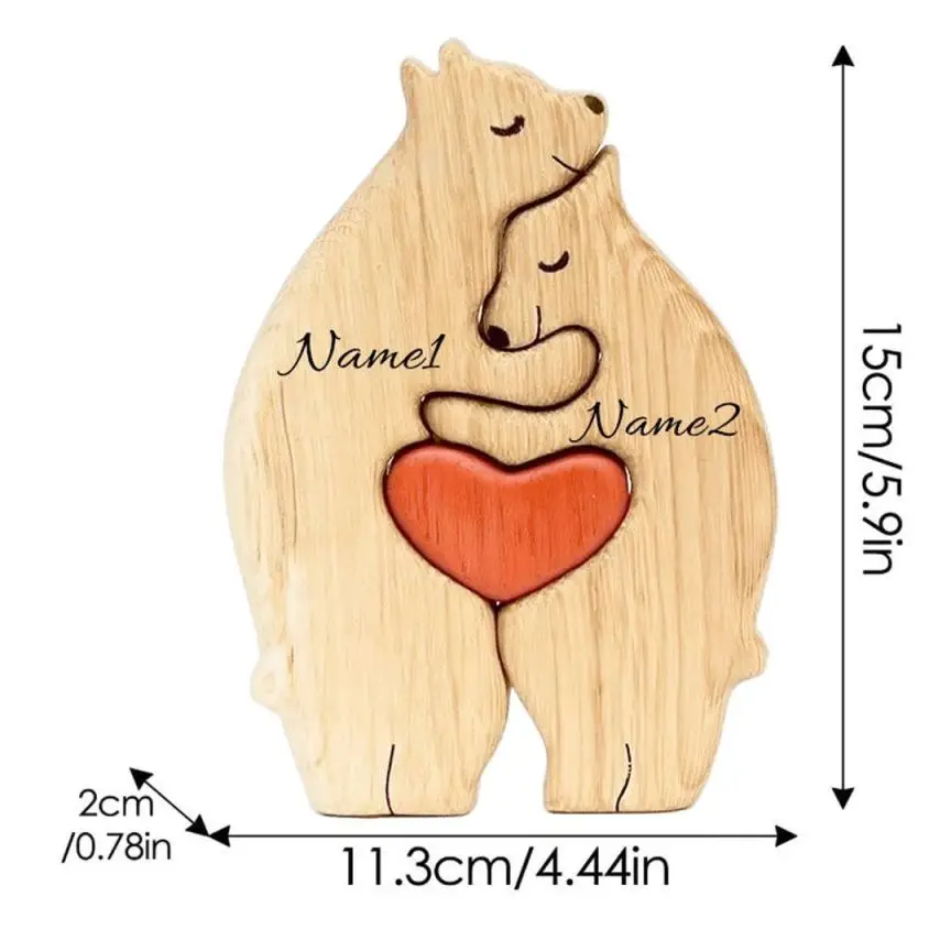 Wooden Bear Family Home Decoration Indoor Table Decor Gift