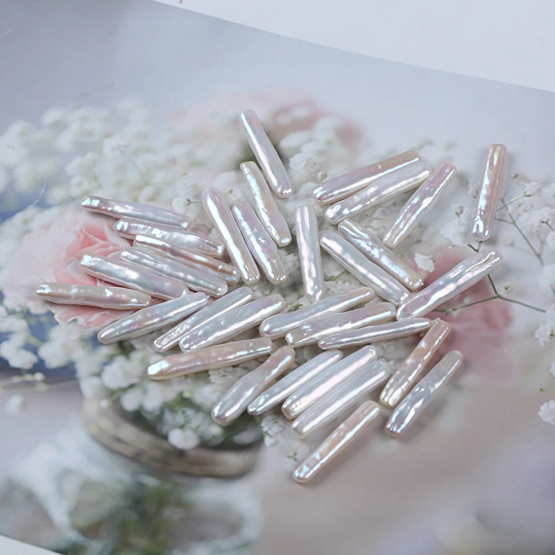 4-6mm White Color Long Stick Shape Freshwater Pearl Toothpick Irregular Loose Beads for Jewelry Accessories