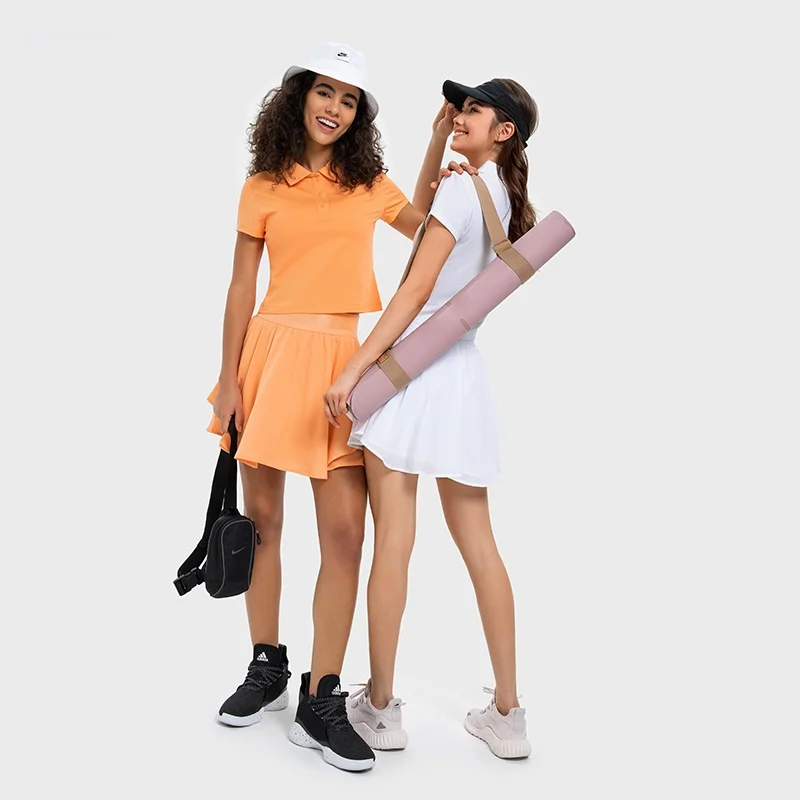 Luxtre Cool Quick Dry Women Short Sleeve Sporty Polo Shirt Matched Combination Shorts Pocket Tennis Skirt Sportswear 2 Piece Set