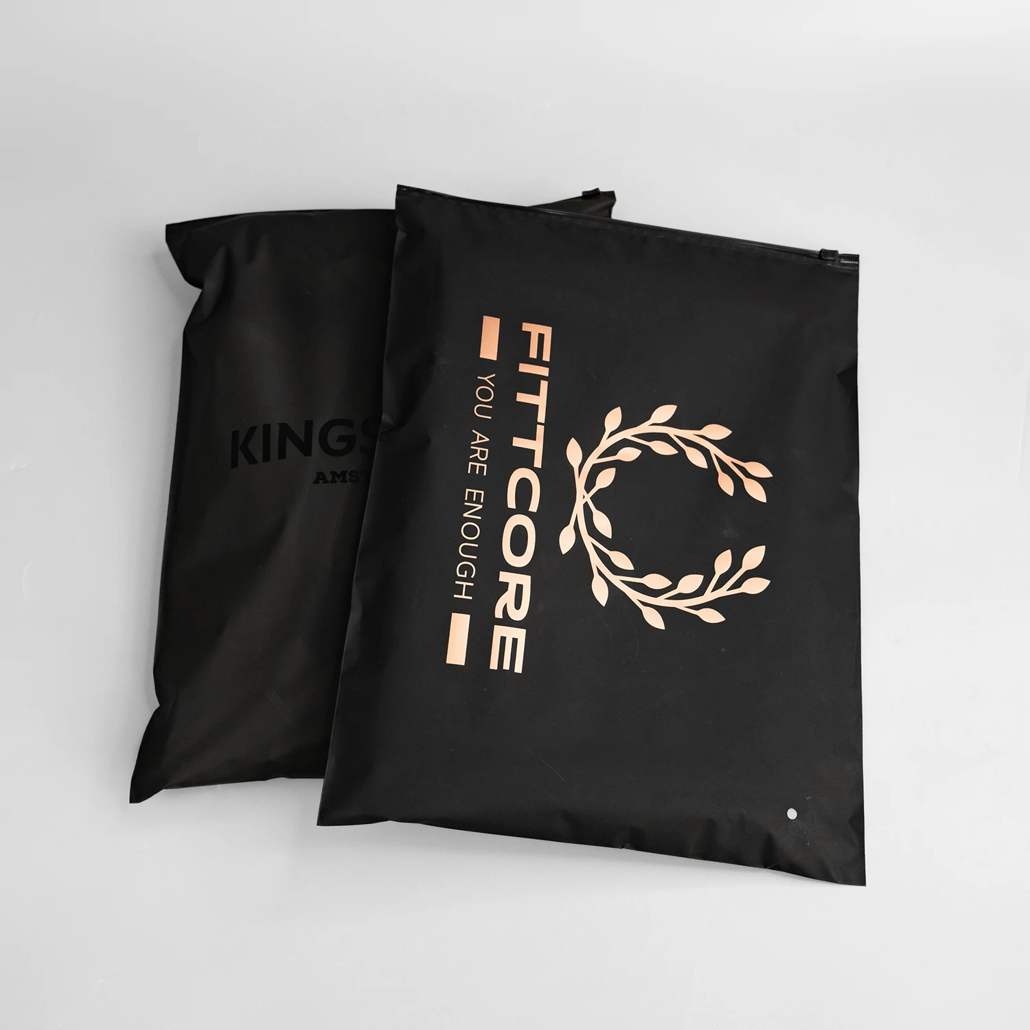 High Quality frosted Zipper Bag Rose gold logo Custom Plastic Shipping T shirt Ziplock Matt clothing packaging bags,garment bag