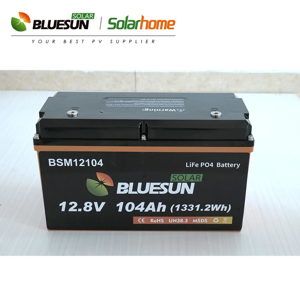 Bluesun lithium phosphate battery 12v 100ah 104ah High quality long life span and longer cycle times popular in car use
