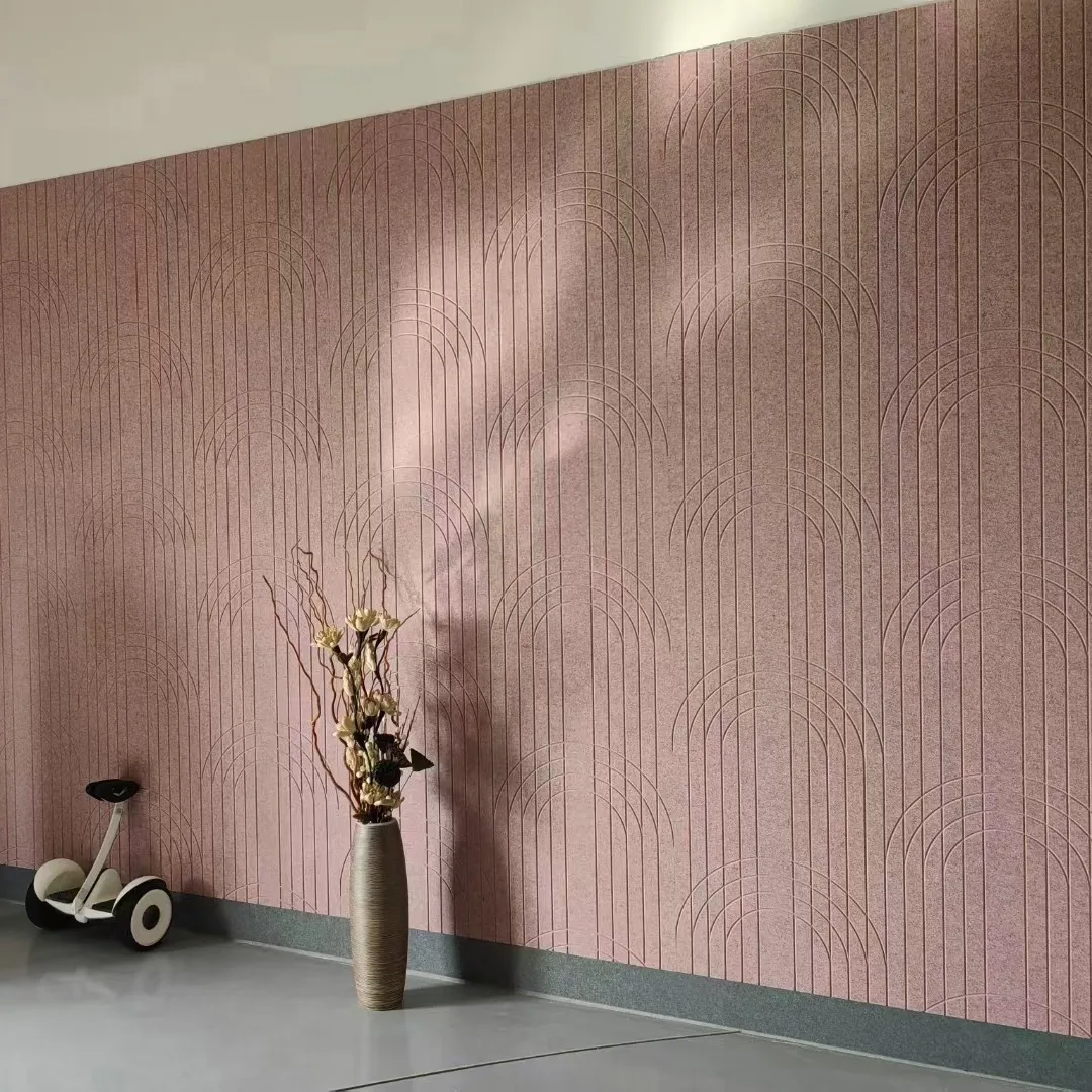 High Density 12mm 2400gsm Recycled Polyester Fiber Cutting V Shape 3D Groove Sound Absorbing Acoustic Wall Panel Sheet