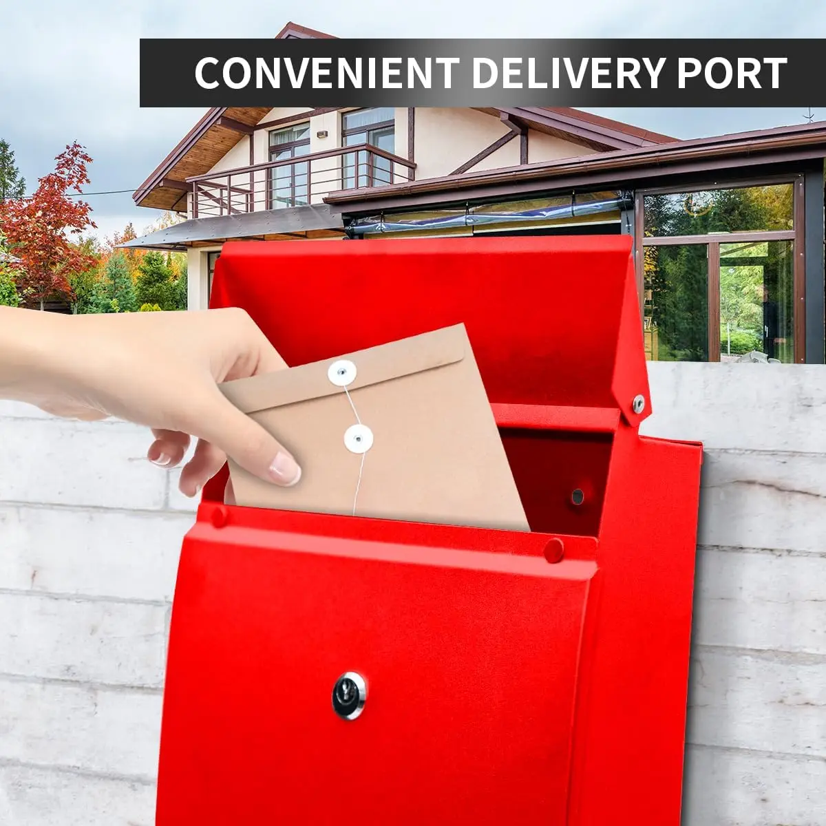 Custom Red Outdoor Metal Wall-Mounted Mailbox with Combination Lock Custom Steel Mailbox for Residential Use