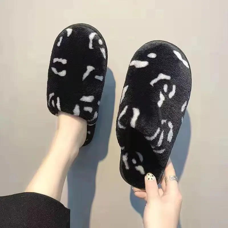 2023 New home soft-soled slippers with velvet to keep warm in winter Mao Mao shoes fashion casual cotton shoes beauty
