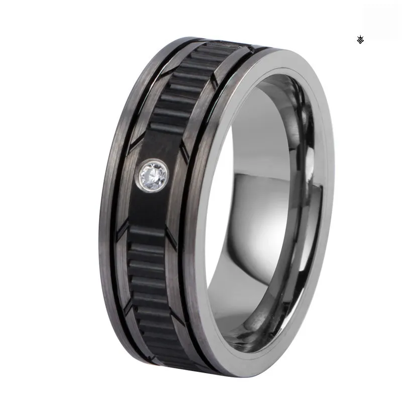 Wholesale Customized Delicate Grooved Black Brushed Tungsten Carbide Ring For Men