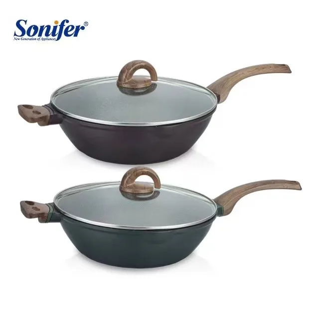Sonifer SF-1107 оптовая продажа изготовление размеров под заказ Высокое качество бытовой 32 см стеклянная крышка антипригарная алюминиевая