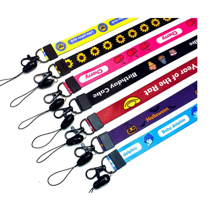 No minimum order nylon short promotional key chain sublimated anime wrist custom printed polyester lanyards keychain
