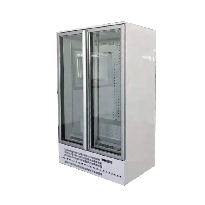 Supermarket Commercial Vertical Plug In Upright Glass Door Cold Energy Drink Beverage Display Refrigerator Freezer