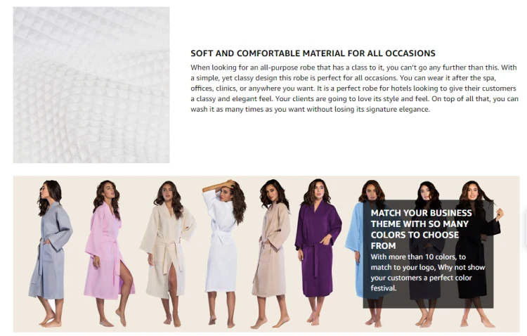 luxury cotton terry bathrobe Robes Women extra long bathrobes  Removable Belt Luxury GRS certificated  Bathrobe