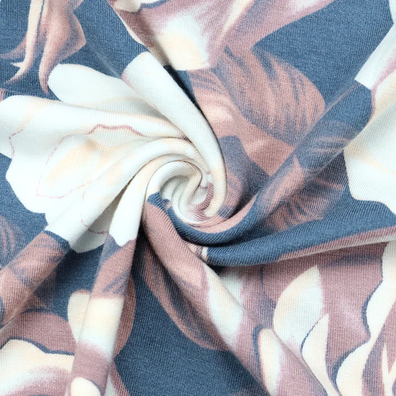 Modal 95%  Spandex 5% Weft Knitting Superfine fiber modal Fabric 170gsm Big Flower Print For Underwear/ Pajamas