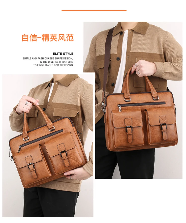 2024 Hot-selling Office Single Shoulder Cross Bag PU Leather Briefcase Business Bag for Man