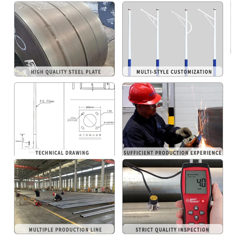 6 7 8 9 10 meter lighting poles for football stadiums Price Q235 Steel Lamp Pole post For Outdoor