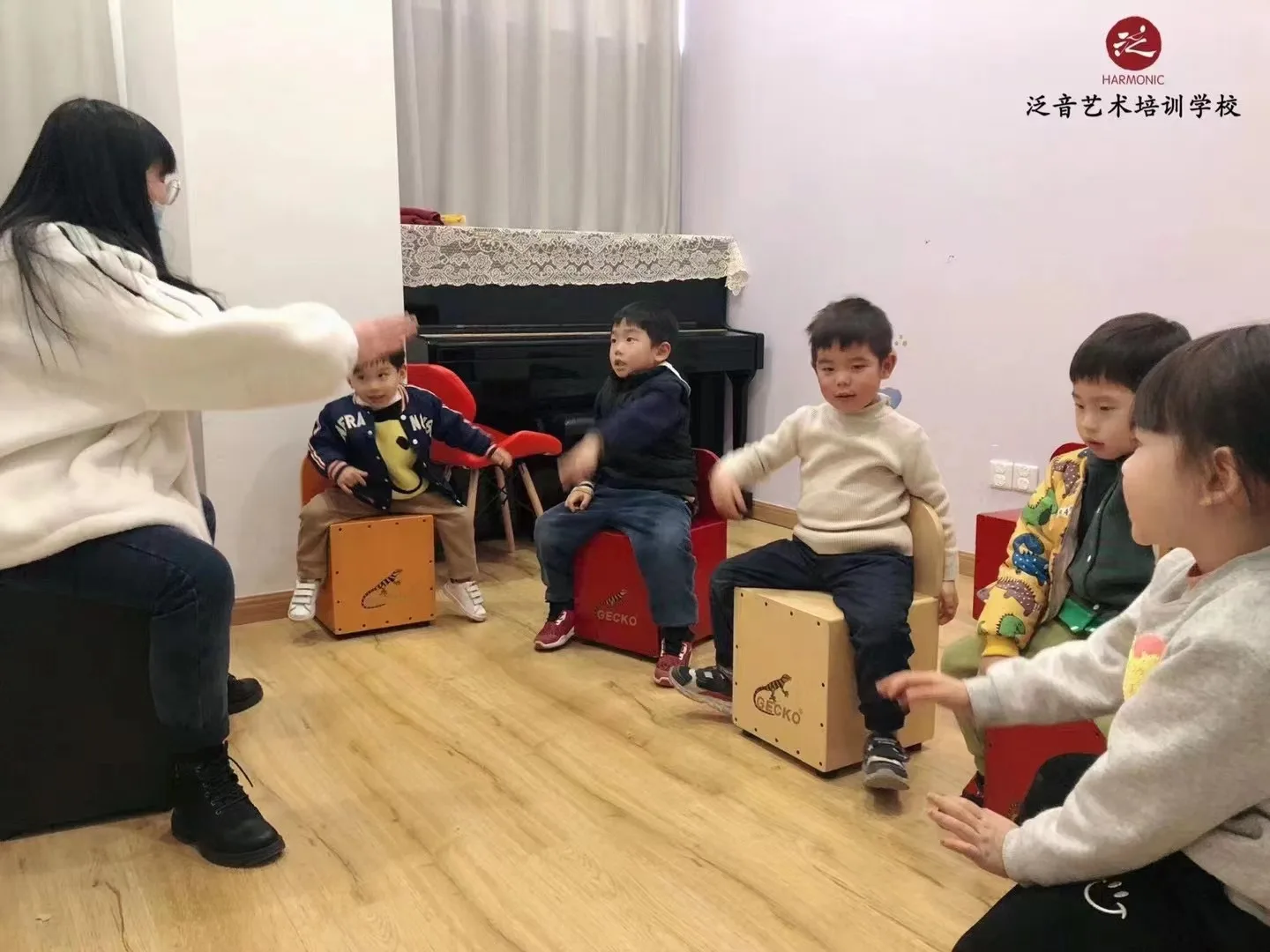 GECKO CS70 Child Cajon box drum Hot sale customized logo Colorful kids red birch wood mini cajon drum for music education