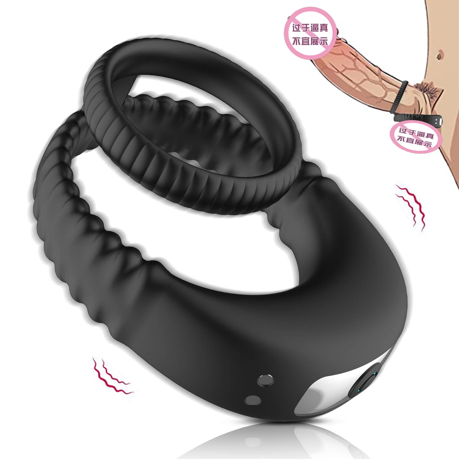 USB electric delay ejaculation dual penis extender lock cock ring vibrator for men