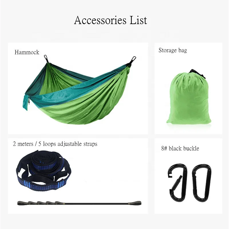 Outdoor camping equipment hanging bed factory wholesale drop-shipping supported 270*140cm 2 person nylon hammock custom logo