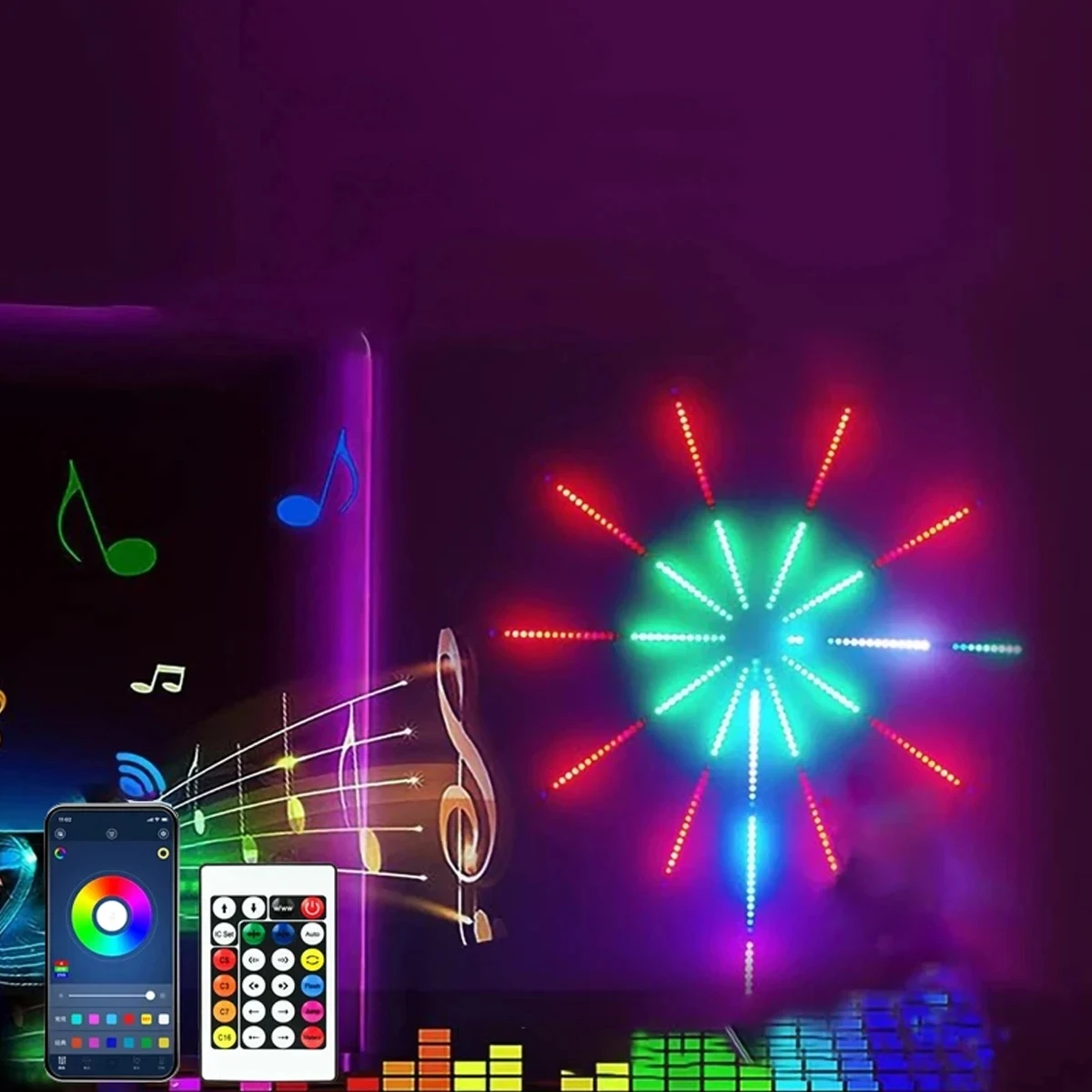 USB RGB Светодиодная лента фейерверк мечтательный метеоритный светильник музыкальное приложение управление звуком украшение для свадьбы праздников спальни IP65 входное напряжение 5 В