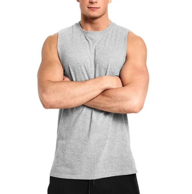 Custom printing men gym cotton bodybuilding tank top stringer vest