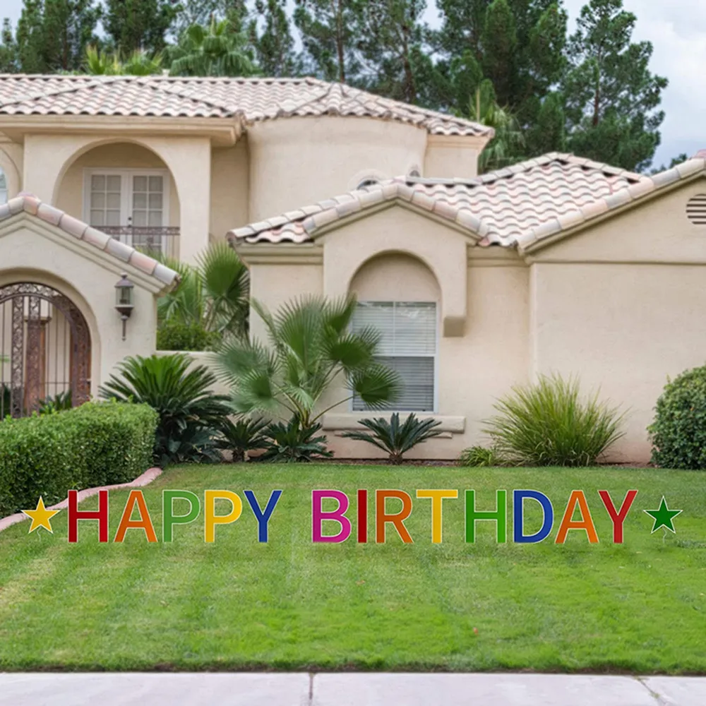 Outdoor Lawn Decorations Colorful Birthday Party Yard Signs Letters Yard Signs With H Stake