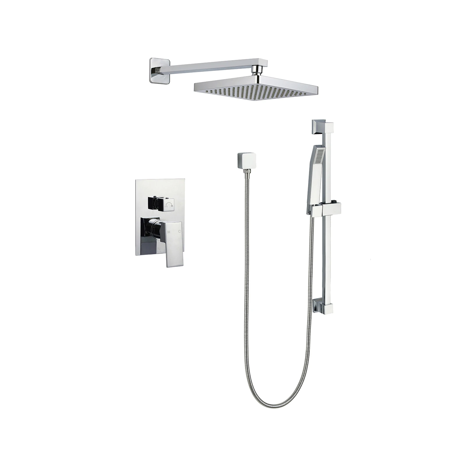 Shower System with High Pressure 8' Rainfall Shower Head, Handheld Shower head, Handheld Slide Bar Shower Faucets Sets