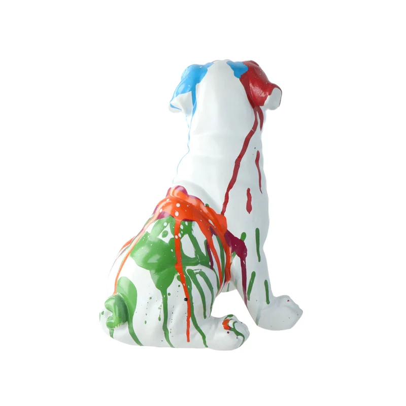New product Customized Splashing Ink Painted stock life Size Animal Resin Dog Statues