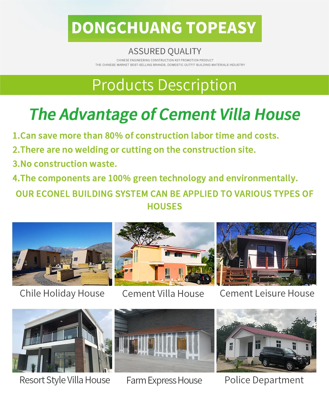 100 Meters House Design Prefabricated Homes of Foam Cement Prefab House