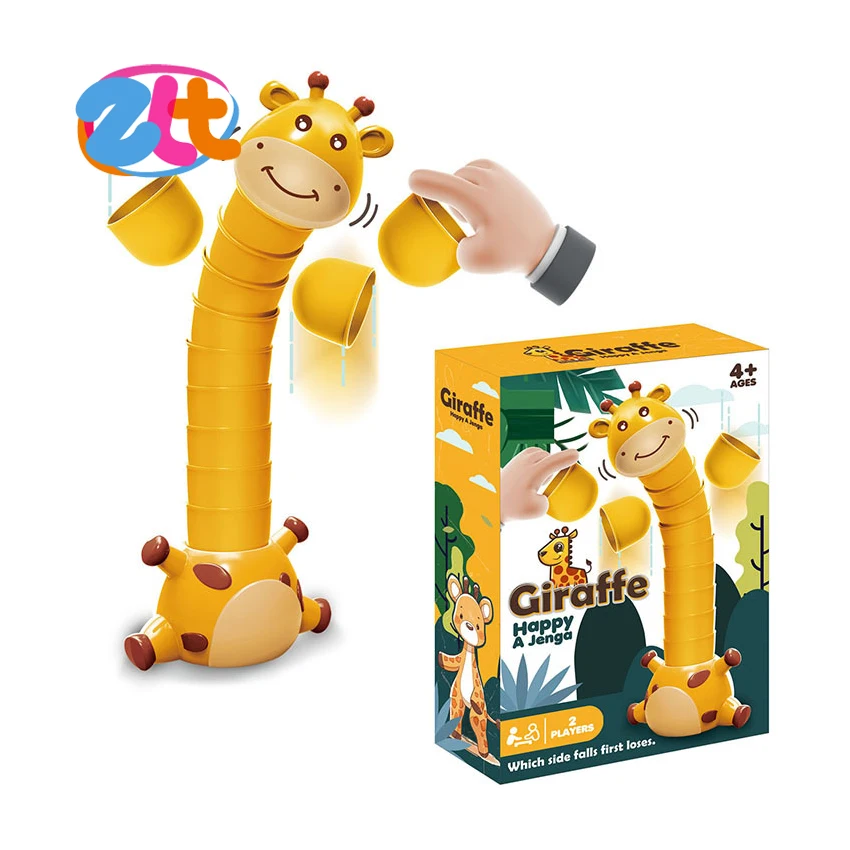 Funny desktop game giraffe balance building block toy children battle game for kids