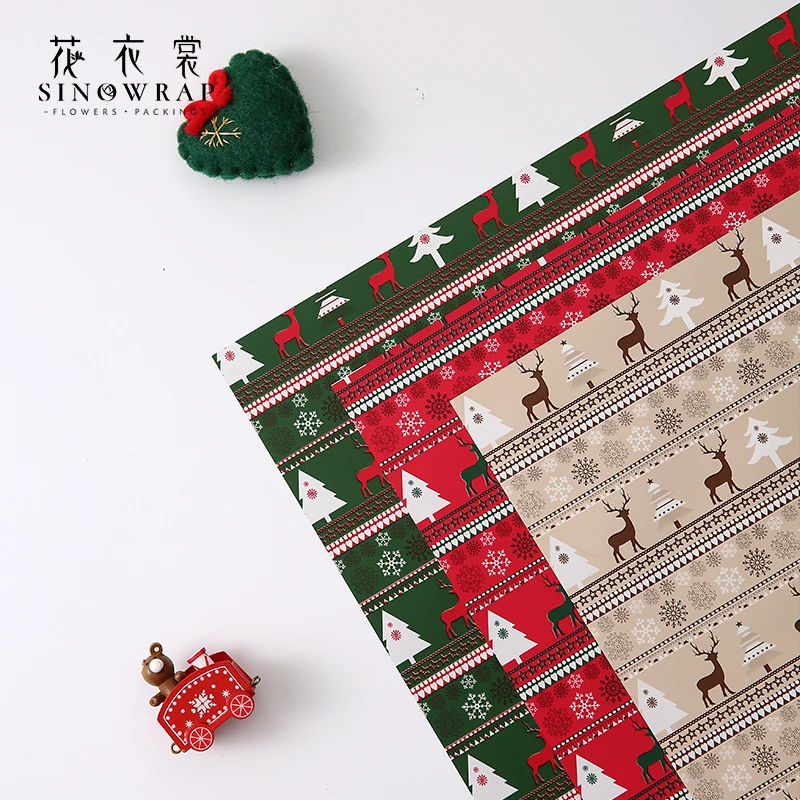 Merry Christmas  New Arrival plaid print korea paper flower wrapping paper