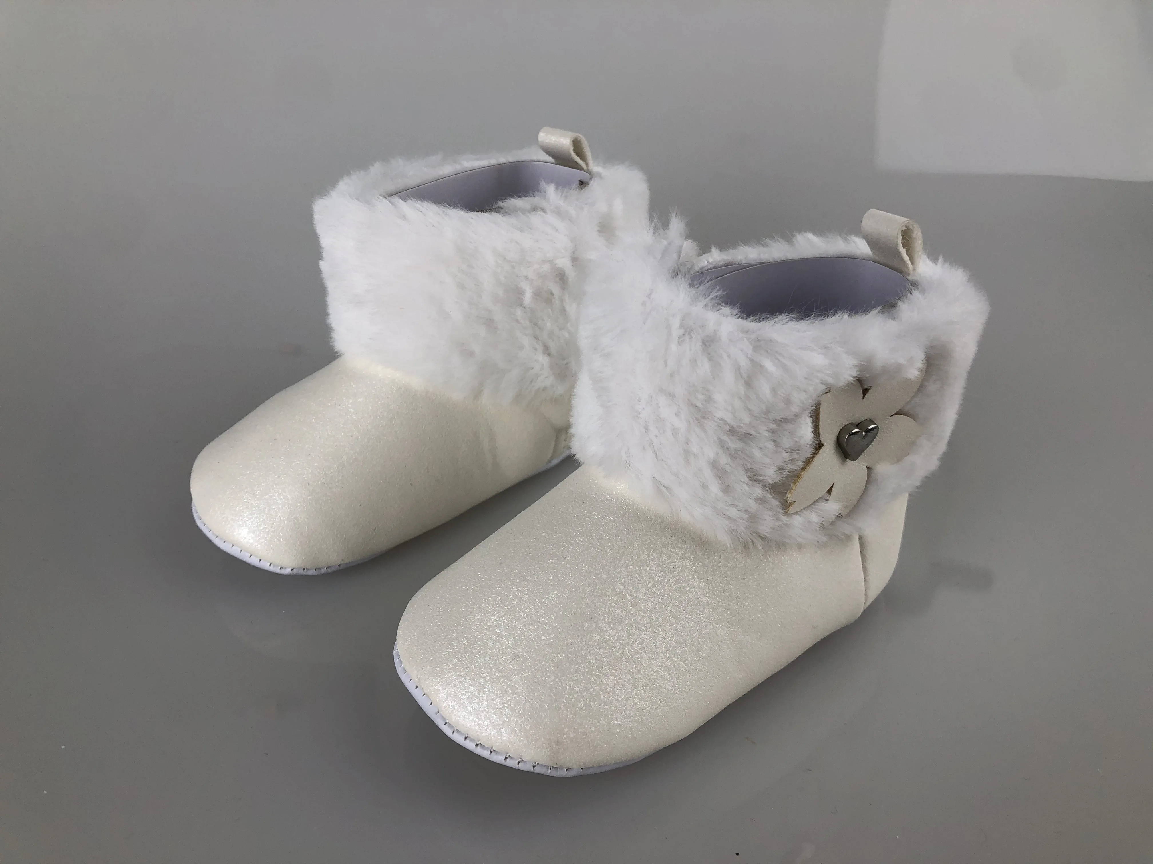White newborn girls fur winter warm kids snow shoes ankle toddler baby ur